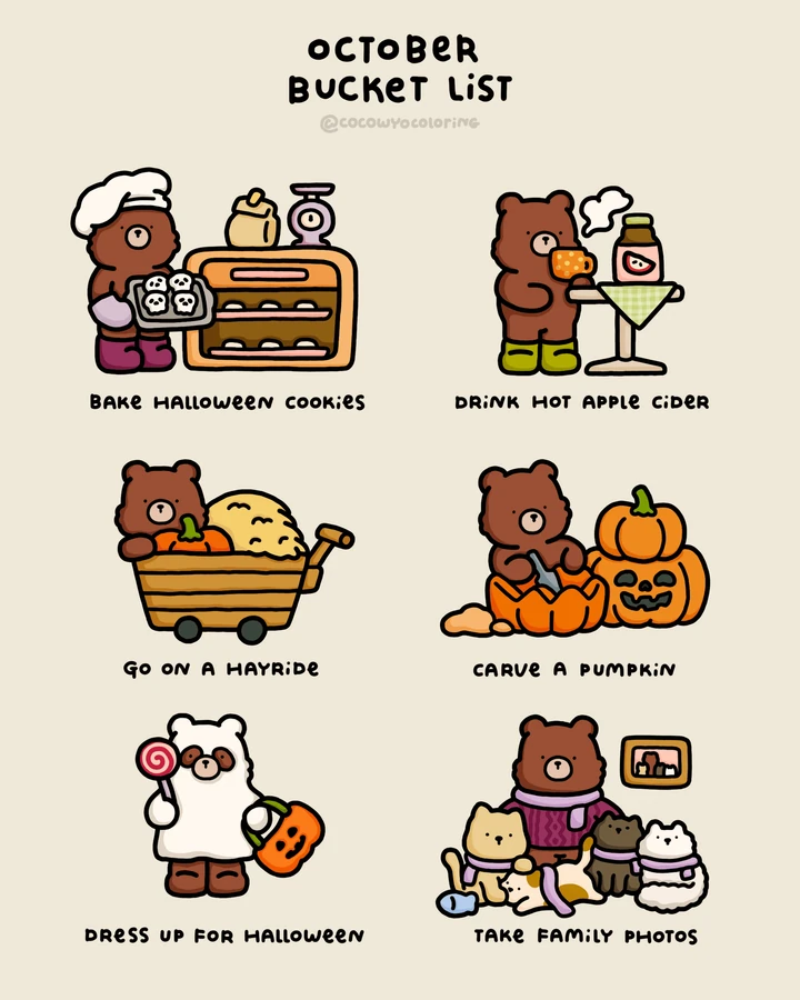 Un obsequio para colorear de la lista de deseos de octubre